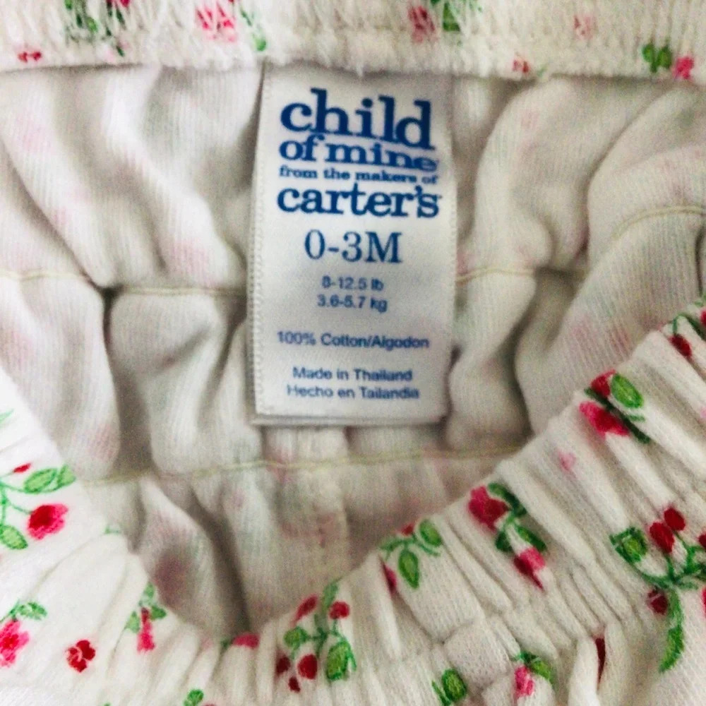 Carter’s Child of Mine Hearts and Flowers Cotton 2 Pc Set - Size 0-3 Months - Picture 3 of 7